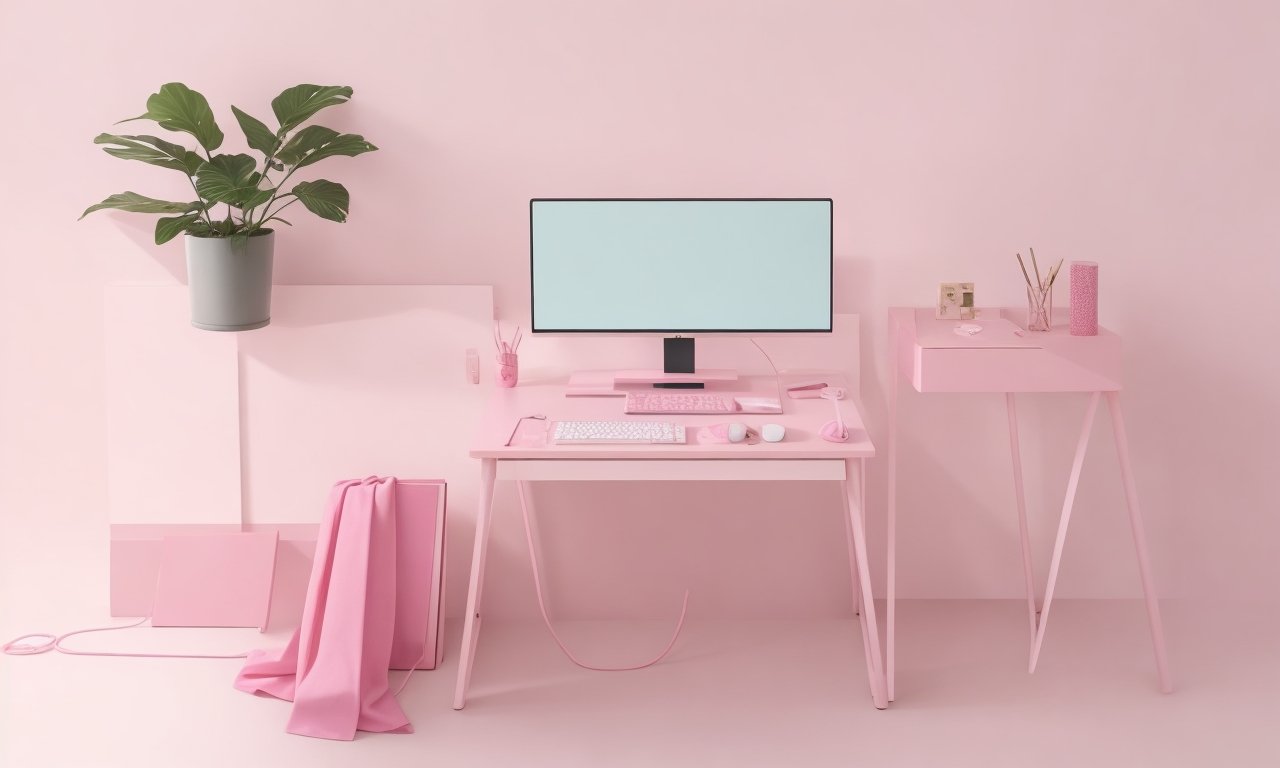 Aesthetic Minimalist Pink Desk